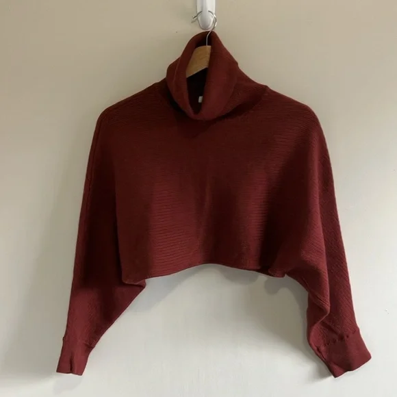 Aritzia Wilfred Free Naomi merino wool cropped sweater dolman sleeves size M - Picture 2 of 6